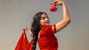 Mamitha Baiju, Indian actress, Photoshoot, Malayalam actress, Saree, 4K wallpaper