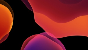 iOS 13, Black background, Red, Stock, iPadOS, AMOLED, 4K wallpaper