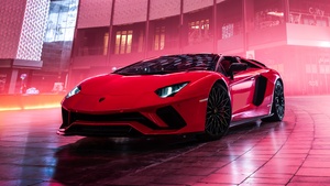 Lamborghini Aventador S Roadster, Red, 4K wallpaper