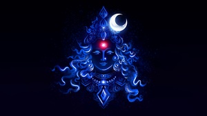 Durga Maa, Blue aesthetic, Digital Art, Dark blue, Hindu goddess, Indian festival, 4K wallpaper
