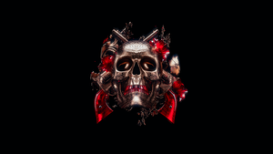 Skull, 3D, Black background, 4K wallpaper