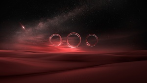 Desert, Starry sky, Night, Circles, Fusion, Illusion, 4K wallpaper