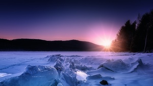 Sunset, Ice, Glacier, Morning, Landscape, 4K wallpaper