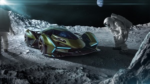 Lamborghini Lambo V12 Vision GT, Moon, Astronauts, 4K wallpaper