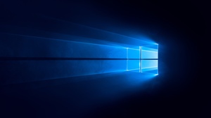 Windows 10, Dark, Blue background, 4K wallpaper