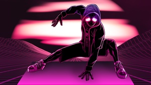 Miles Morales, Spider-Man, Neon, Pink, Spiderman, 4K wallpaper