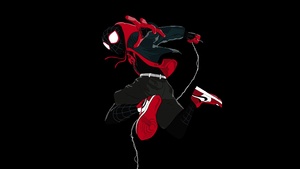 Miles Morales, Spider-Man: Into the Spider-Verse, Black background, Spiderman, 4K wallpaper