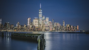 Cityscape, Night, City lights, New Jersey, USA, 4K wallpaper