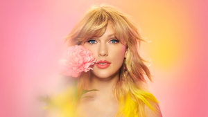 Taylor Swift, American singer, Portrait, Gradient background, Beautiful, Pastel pink, 4K wallpaper