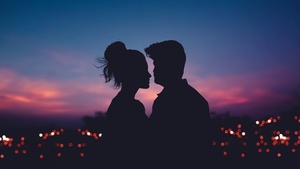 Couple, Dawn, Silhouette, Lovers, Romantic, Evening sky, Dusk, 4K wallpaper
