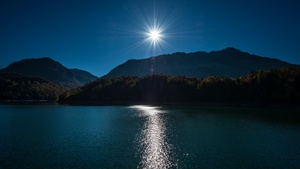 Sunny day, Daytime, Landscape, Sun rays, River, Mountains, 4K wallpaper
