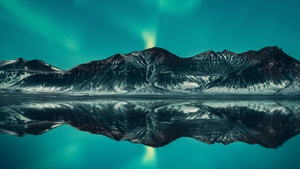 Aurora Borealis, Mountains, Lake, Aurora sky, Iceland, 4K wallpaper