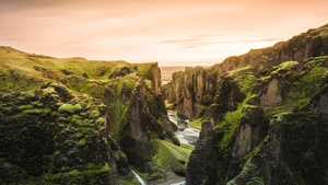 Mountains, Cliffs, River, Daytime, Aerial view, Iceland, 4K wallpaper
