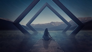 Alone, Meditation, Spiritual, Landscape, Evening, Surreal, 4K wallpaper