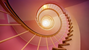Pink, Staircase, Ambient lighting, 4K wallpaper