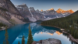 Moraine Lake, Landscape, Sunrise, Mountains, 4K wallpaper