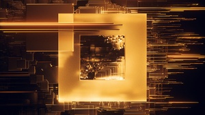 Square, Glitch, Golden, 4K wallpaper