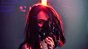 Girl, Respirator mask, Urban, 4K wallpaper