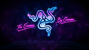 Razer, For Gamers By Gamers, Neon logo, 4K wallpaper