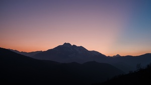 Sunset, Mountains, Silhouette, 4K wallpaper