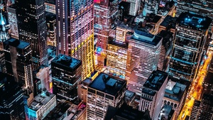 Chicago, Skyline, Skyscrapers, Cityscape, Night, City lights, Aerial view, Illinois, USA, 4K wallpaper