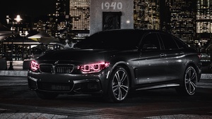 BMW M4, Black Edition, Angel Eyes, Night, City lights, 4K wallpaper