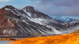 Glacier mountains, Black mountains, Snow covered, Daylight, Landscape, Iceland, 4K wallpaper