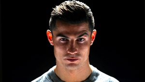 Cristiano Ronaldo, Face, AMOLED, Black background, Portugal football player, Portuguese soccer player, 4K wallpaper