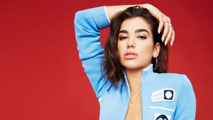 Dua Lipa, Red background, 4K wallpaper