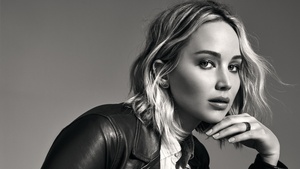 Jennifer Lawrence, Monochrome, Black and White, 4K wallpaper