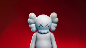 Kaws Companion, Red background, 4K wallpaper