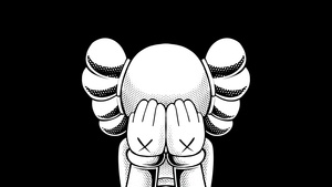 Kaws Companion, Kaws sad, Black background, KAWS Separated, Simple, 4K wallpaper