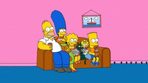 Simpson family, The Simpsons, Homer Simpson, Marge Simpson, Bart Simpson, Lisa Simpson, Maggie Simpson, Santas Little Helper, Pink background, 4K wallpaper