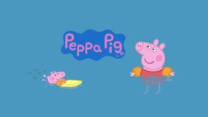 Peppa Pig, George Pig, TV show, Cartoon, Blue background, 4K wallpaper