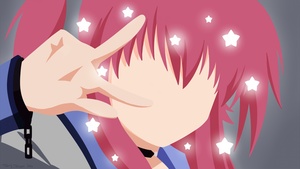 Yui, Minimalist, Pink hair, Stars, Faceless, Anime girl, Girly backgrounds, 4K wallpaper
