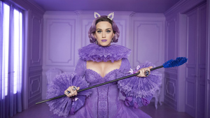 Katy Perry, American singer, Purple background, 4K wallpaper