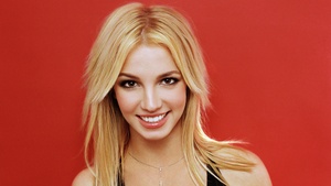 Britney Spears, American singer, Red background, 4K wallpaper