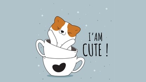 Cute puppy, Adorable, Cartoon, 4K wallpaper