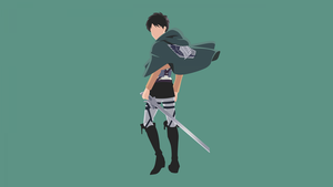 Eren Yeager, Teal background, Minimalist, Attack on Titan, Shingeki no Kyojin, Pastel teal, Simple, 4K wallpaper
