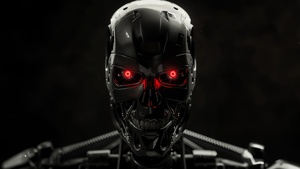 Terminator, Dark background, AI art, 4K wallpaper