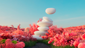 3D Render, Landscape, Surreal, Pebbles, 3D background, 4K wallpaper