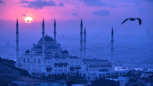 Blue Mosque, Turkey, Istanbul, Sunset, Sultan Ahmed Mosque, Ancient architecture, Sunset, Islamic, Arab, Spiritual, 4K wallpaper