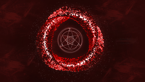Naruto, Sharingan, Red background, 4K wallpaper