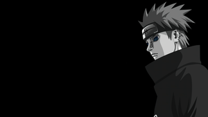 Pain, Naruto, Black background, Minimalist, 4K wallpaper