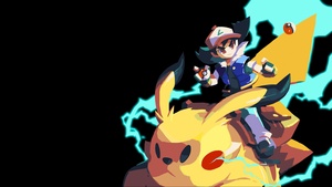 Ash Ketchum, Pikachu, Pokemon, Black background, 4K wallpaper