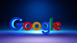 Google, Blue background, 3D Art, 4K wallpaper