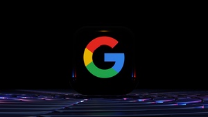 Google logo, Dark background, 4K wallpaper