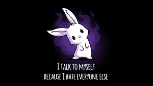 Cute rabbit, Motivational quotes, Black background, Meme, 4K wallpaper