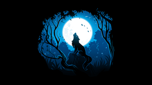 Howling wolf, Moon, Forest, Silhouette, Black background, 4K wallpaper