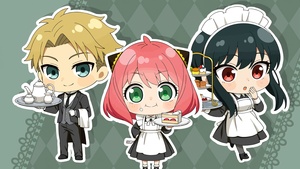Spy x Family, Cafe, Loid Forger, Anya Forger, Yor Forger, 4K wallpaper